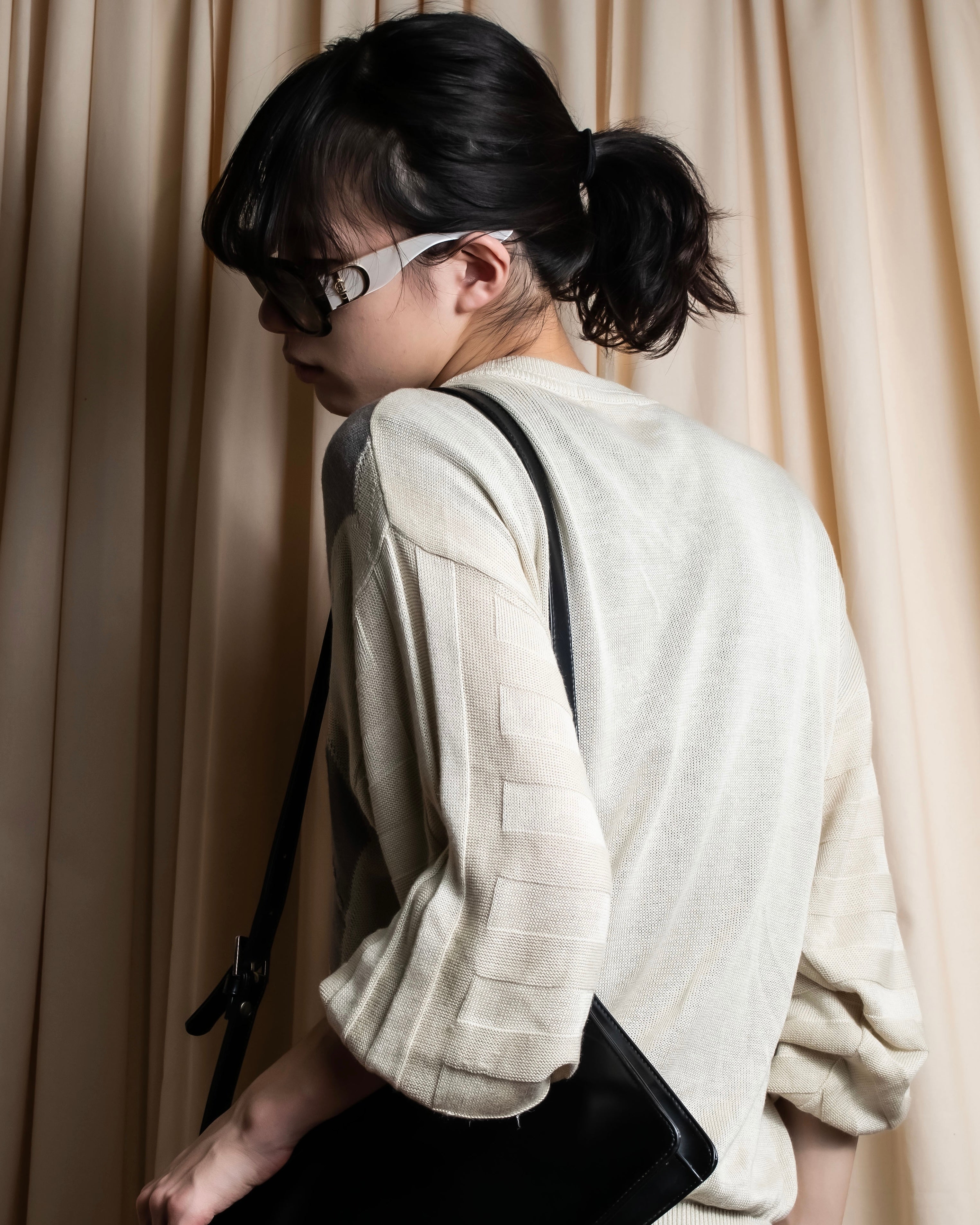 "BALENCIAGA" Diamond pattern argyle twill crew neck knit