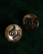 "HERMES" 90’s horn motif buffalo horn clip earrings