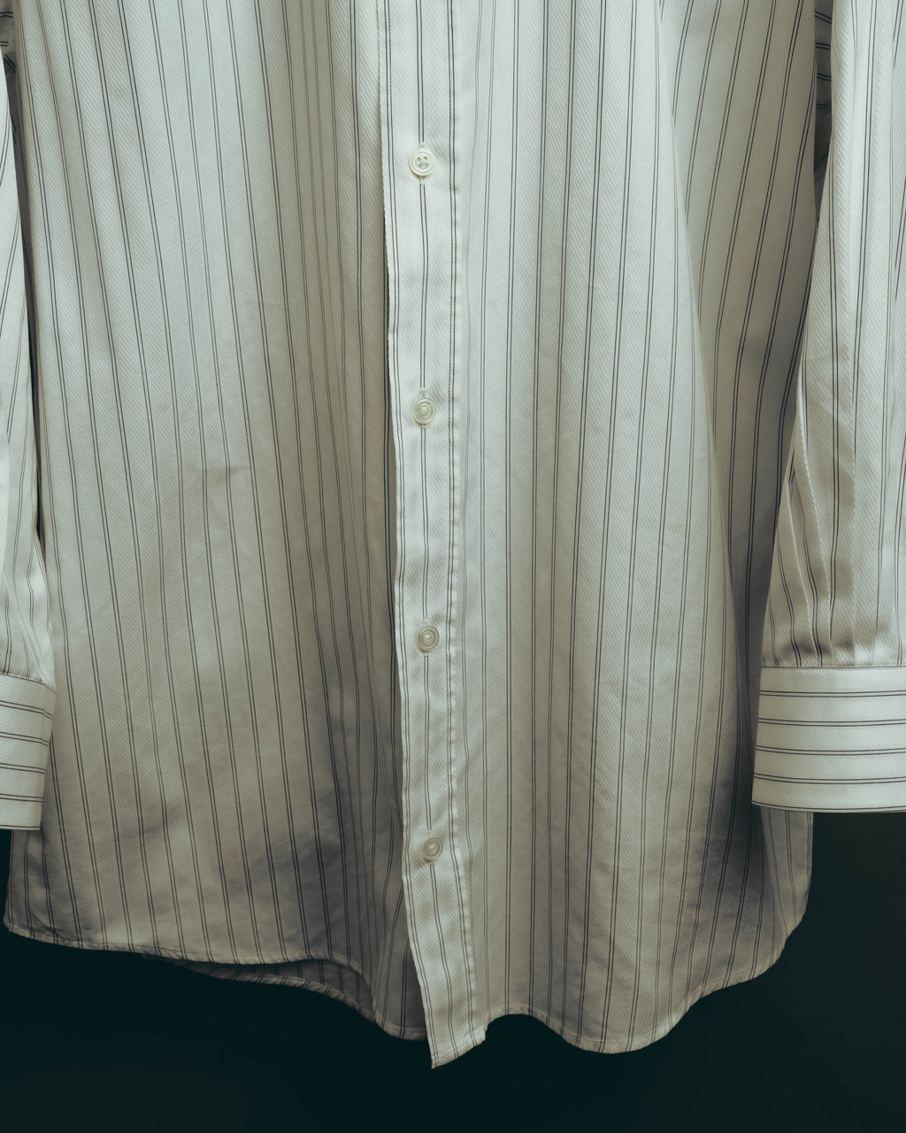 -SPECIAL- “HERMES” 80’s tonal jacquard pinstripe French cuff shirt