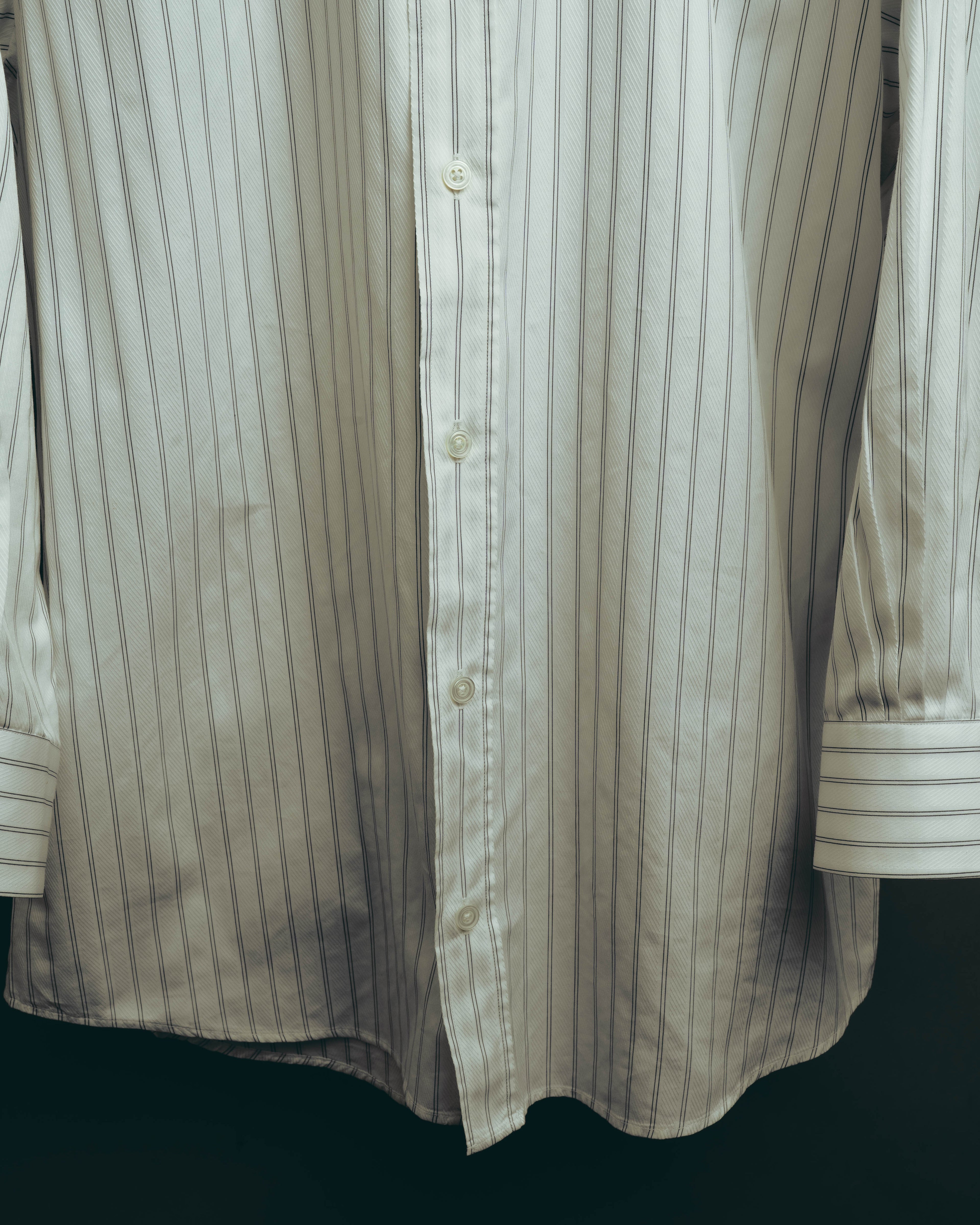 -SPECIAL- “HERMES” 80’s tonal jacquard pinstripe French cuff shirt