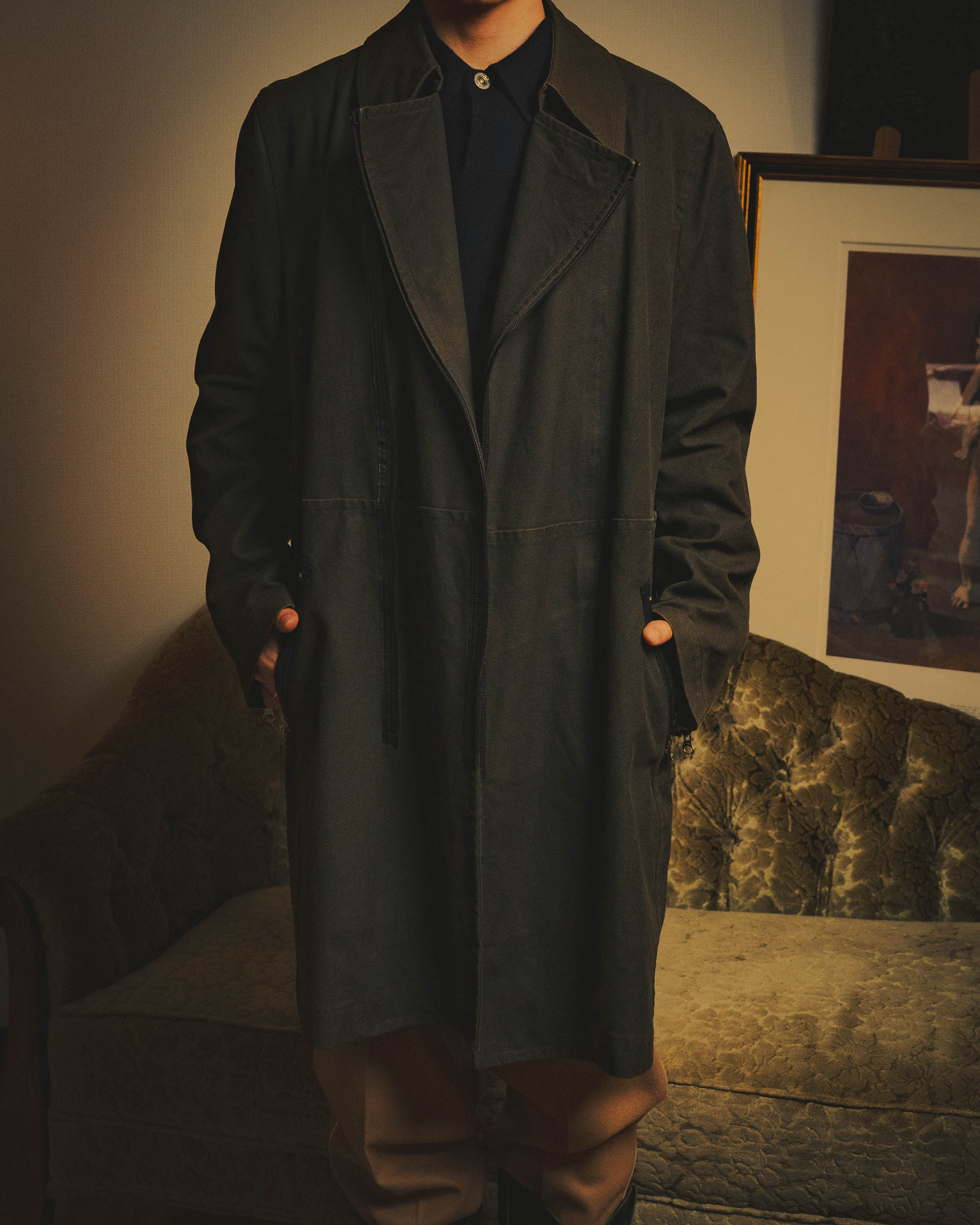 -SPECIAL- "COMME des GARÇONS HOMME" 03AW Asymmetric zip long coat