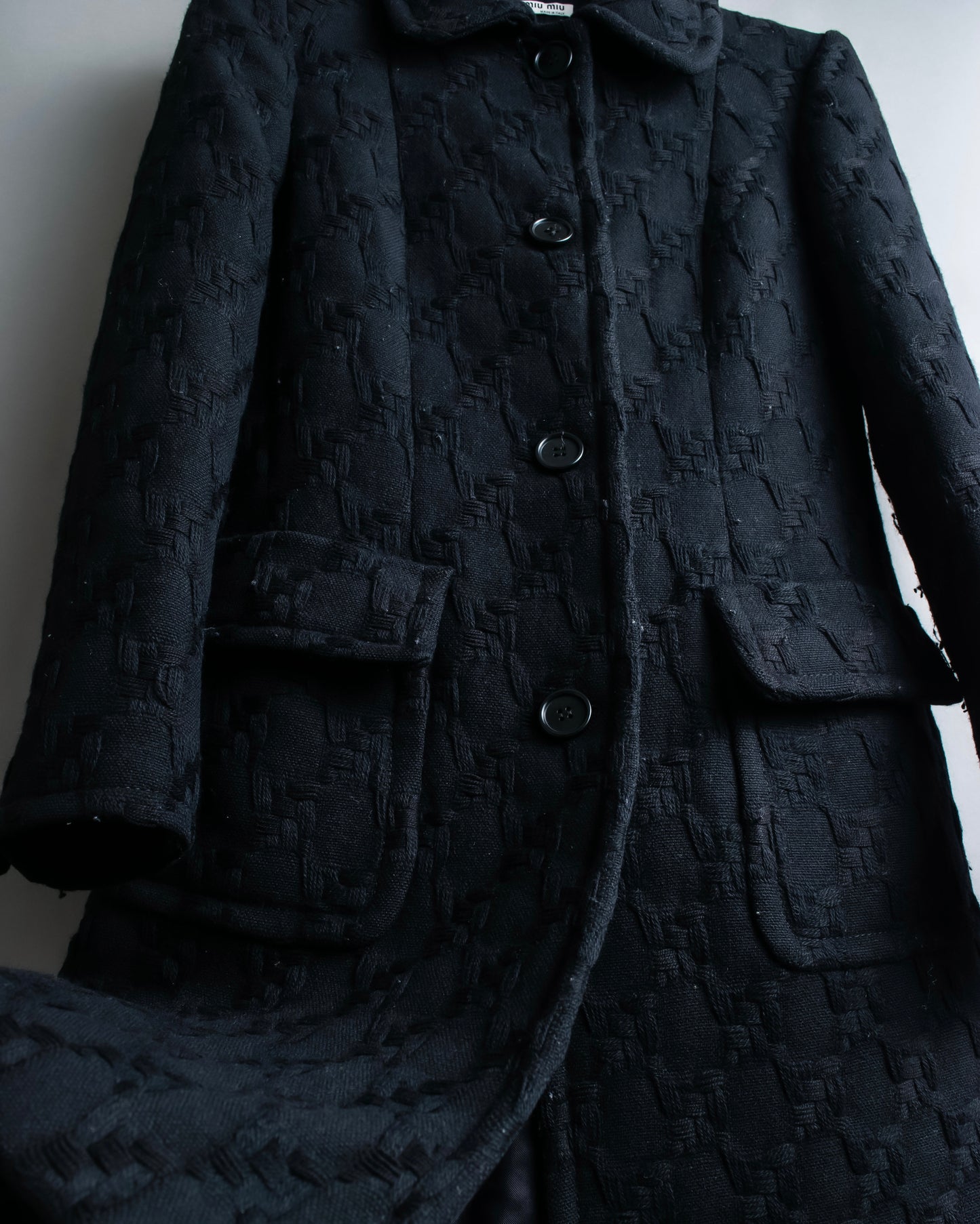 "MIU MIU" dimensional woven stand up collar coat