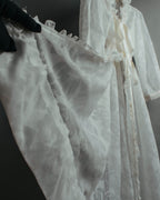 “Yves Saint Laurent” 80’s-90’s Sheer floral ruffle lingerie robe