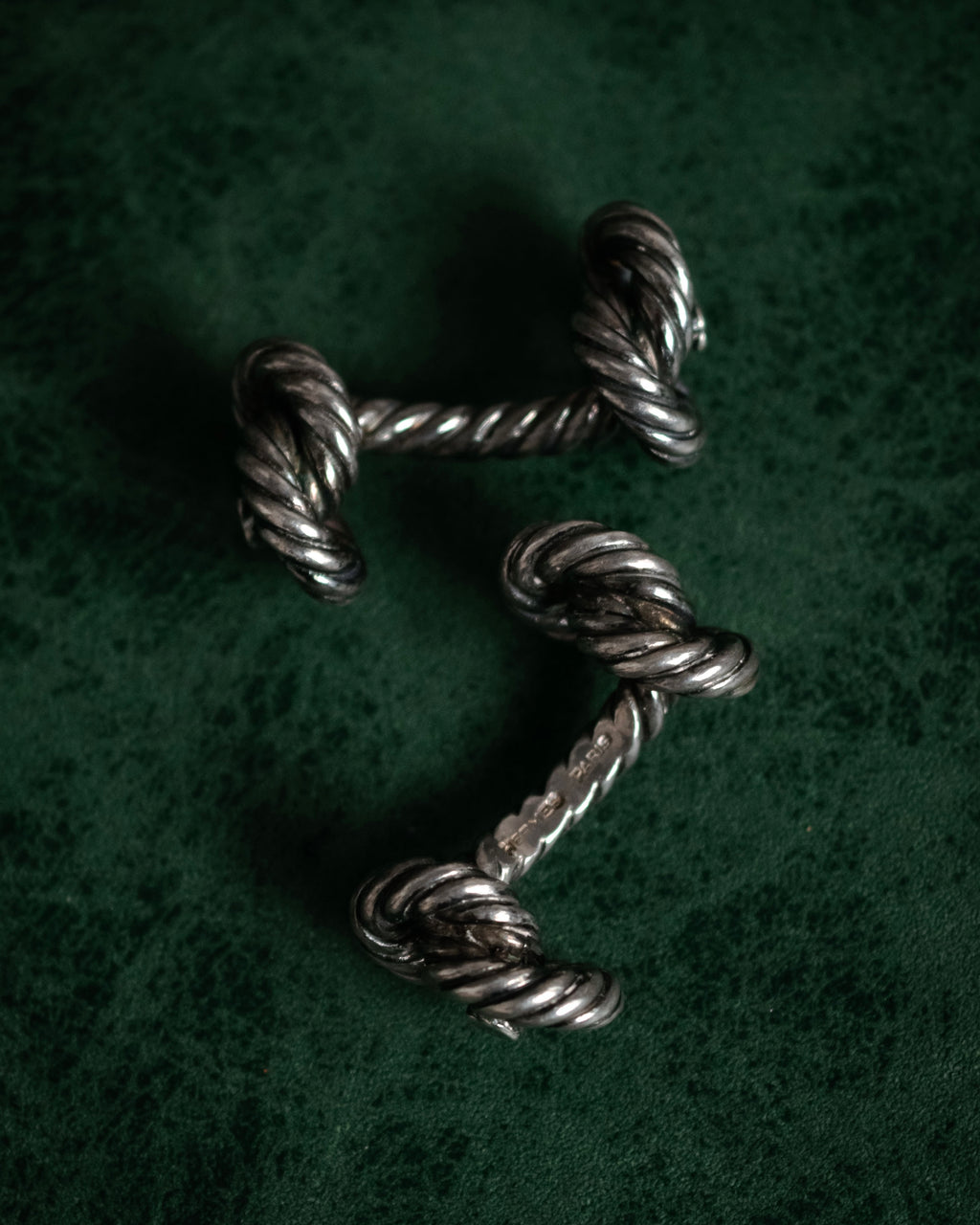 “HERMES” 1970–80s Double knot silver cufflinks