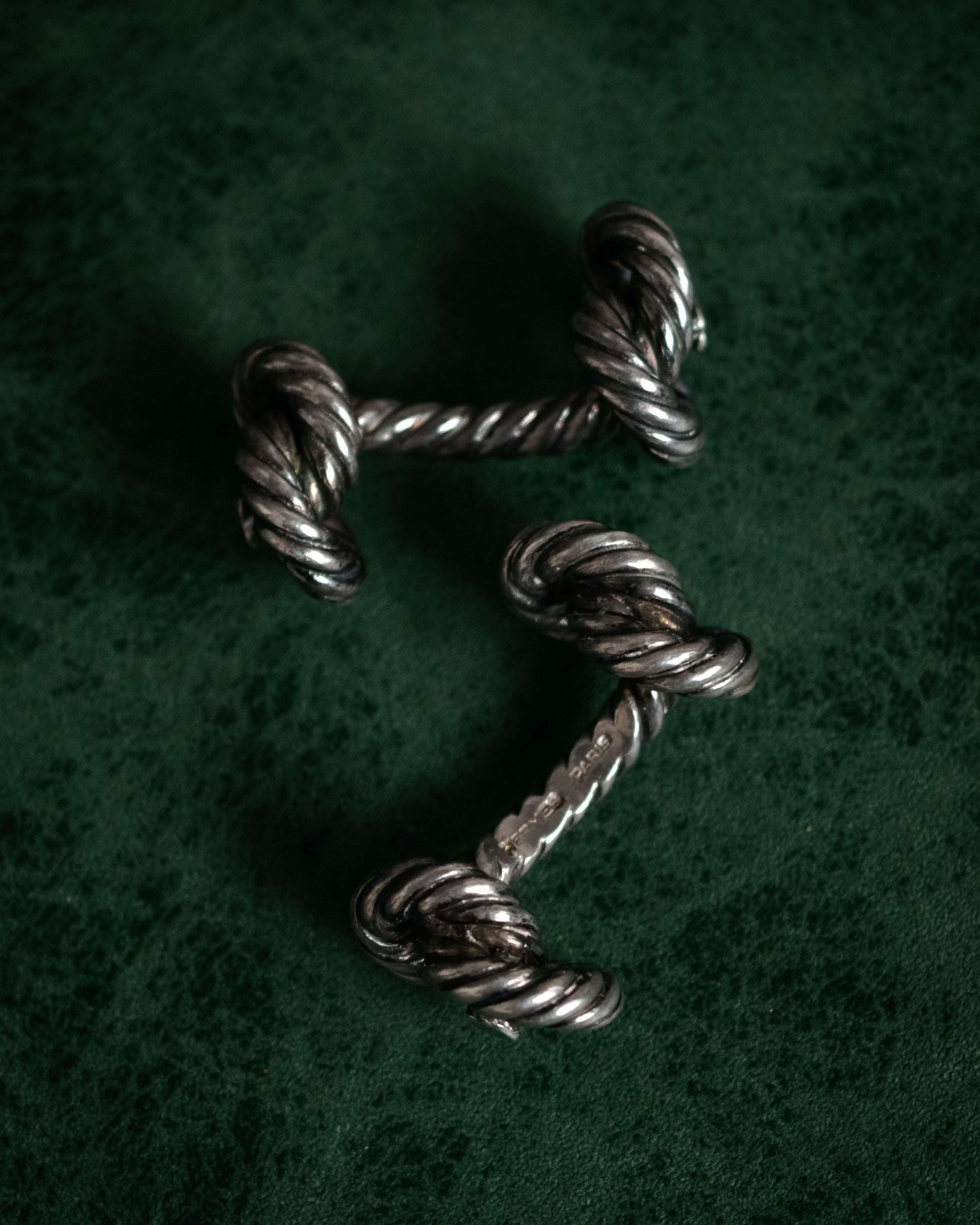 “HERMES” 1970–80s Double knot silver cufflinks