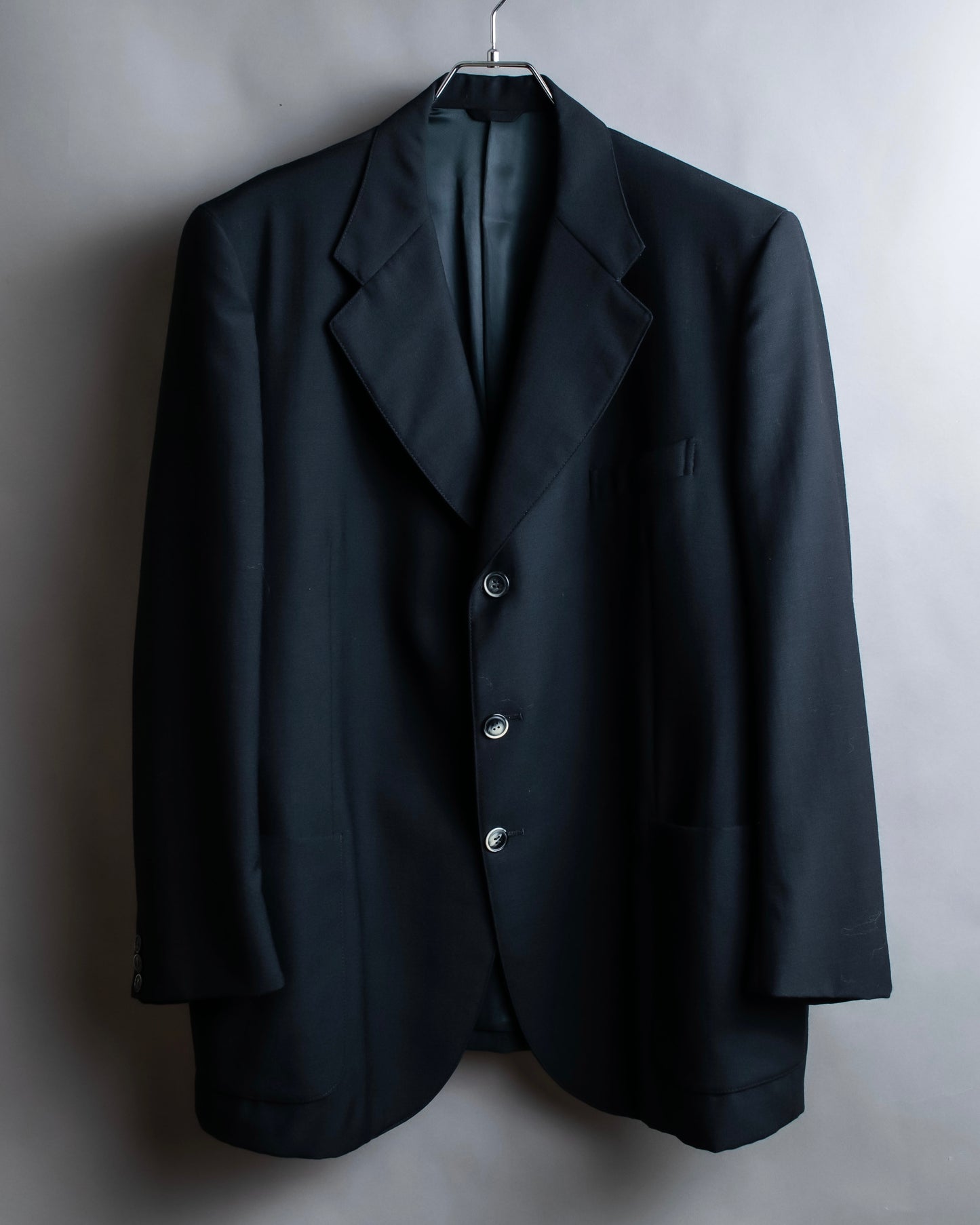 "ISSIMO" Oversized marble button design wool tailored jacket