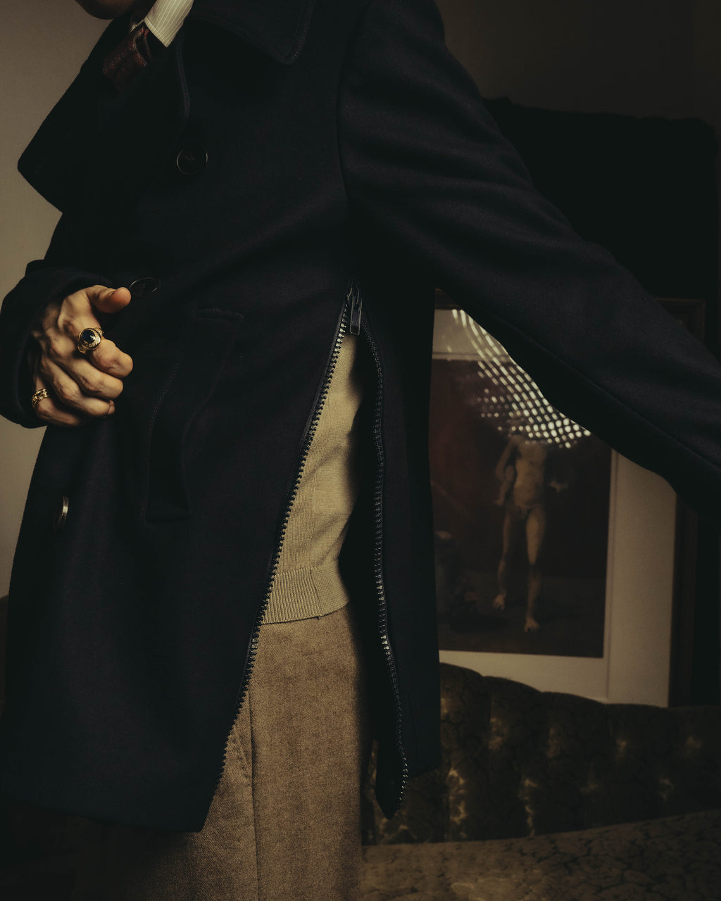 -SPECIAL- "DRIES VAN NOTEN" 10's Sculptural wide lapel double breasted wool coat