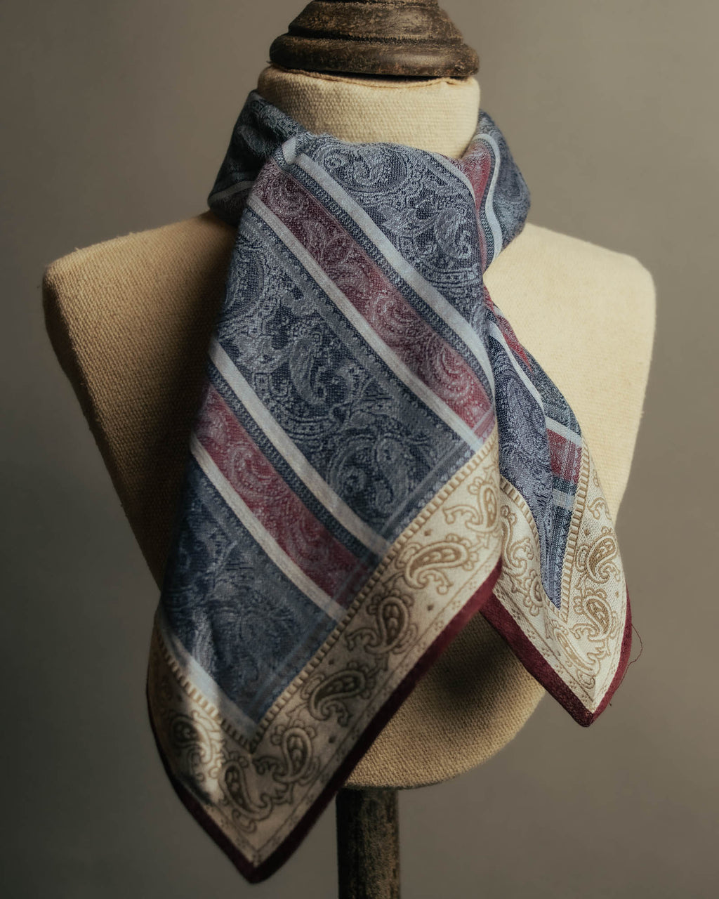 “Yves Saint Laurent” 90’s-00’s Paisley stripe cotton scarf