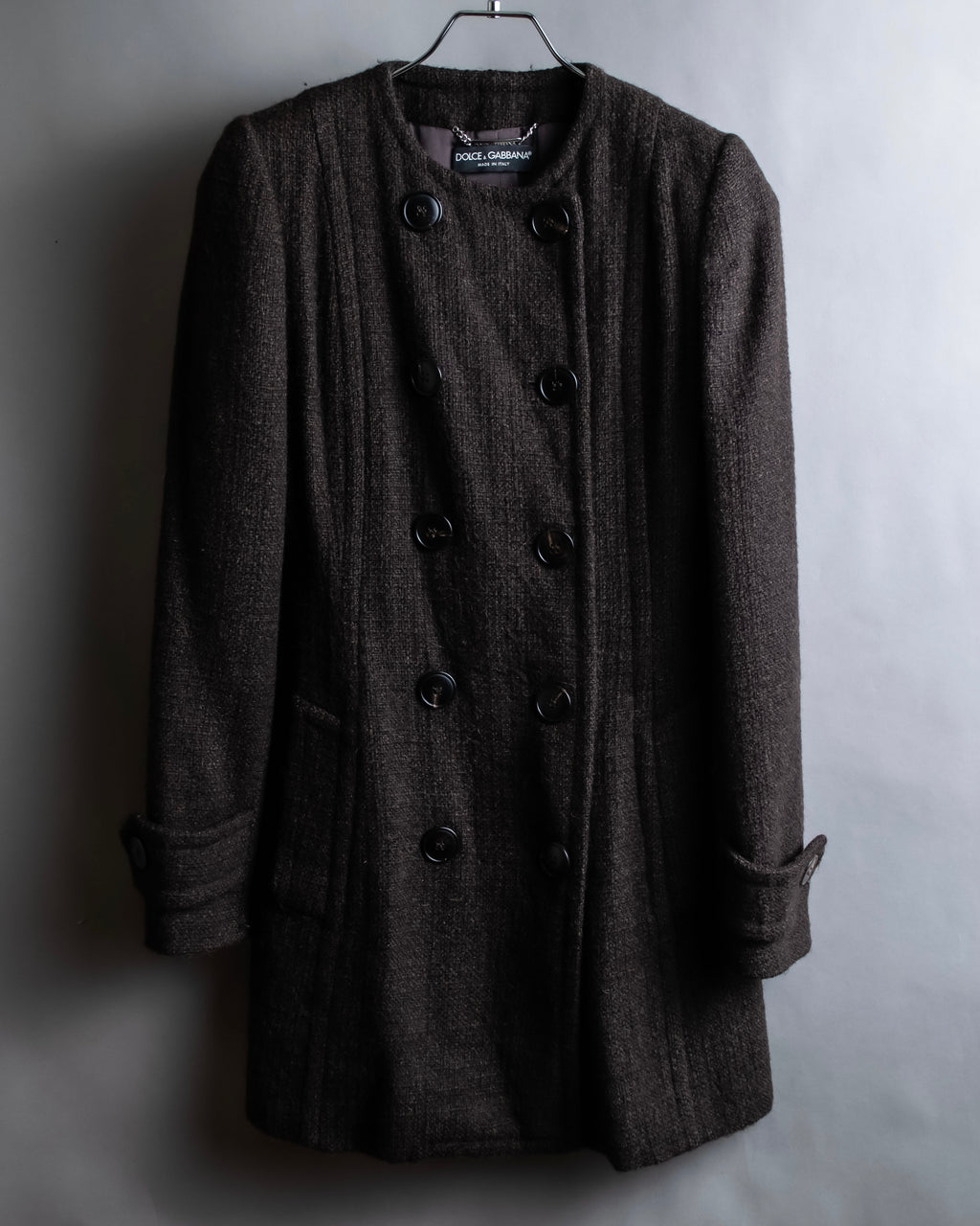 "DOLCE & GABBANA" Fringe scarf included double-breasted coat