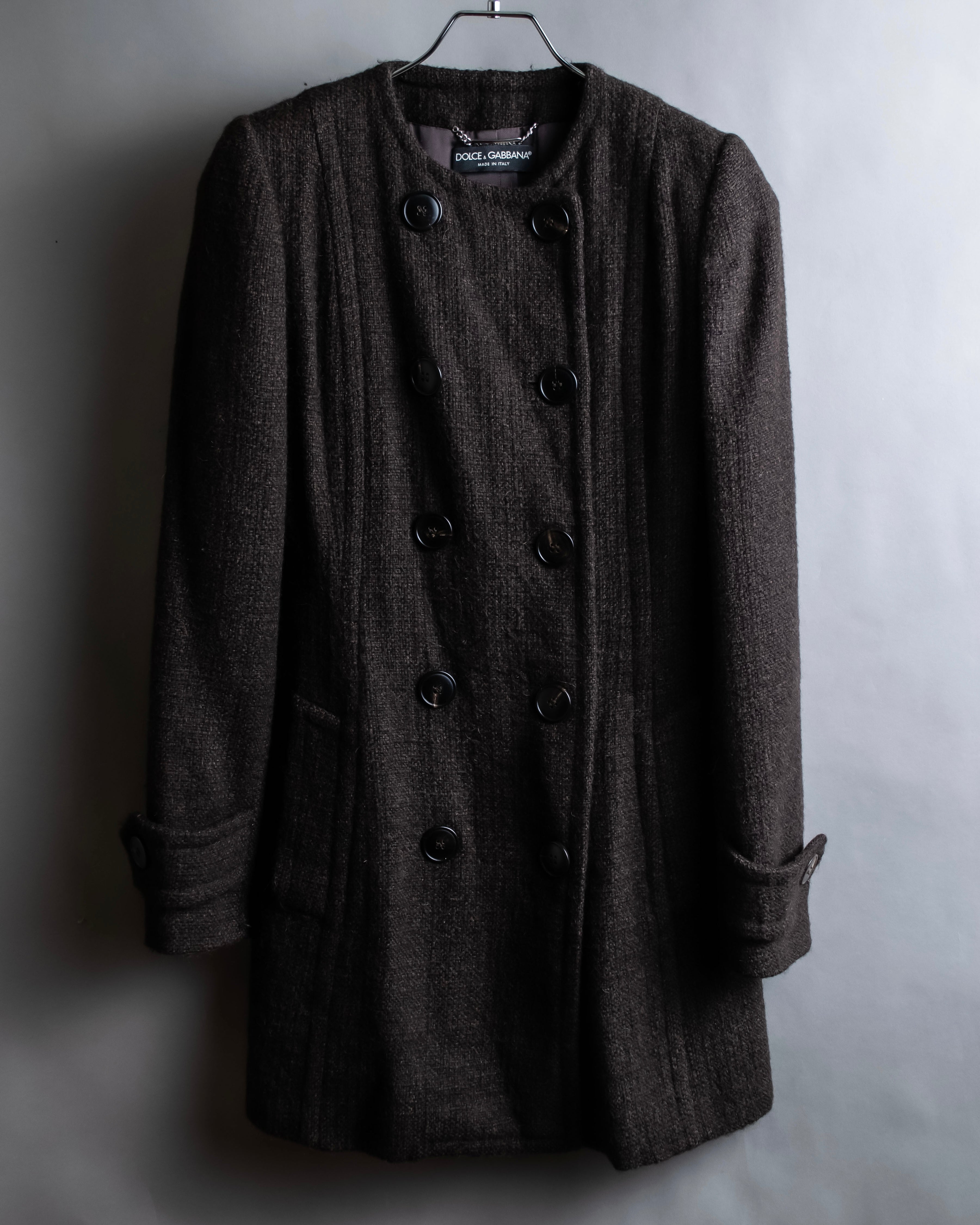 "DOLCE & GABBANA" Fringe scarf included double-breasted coat