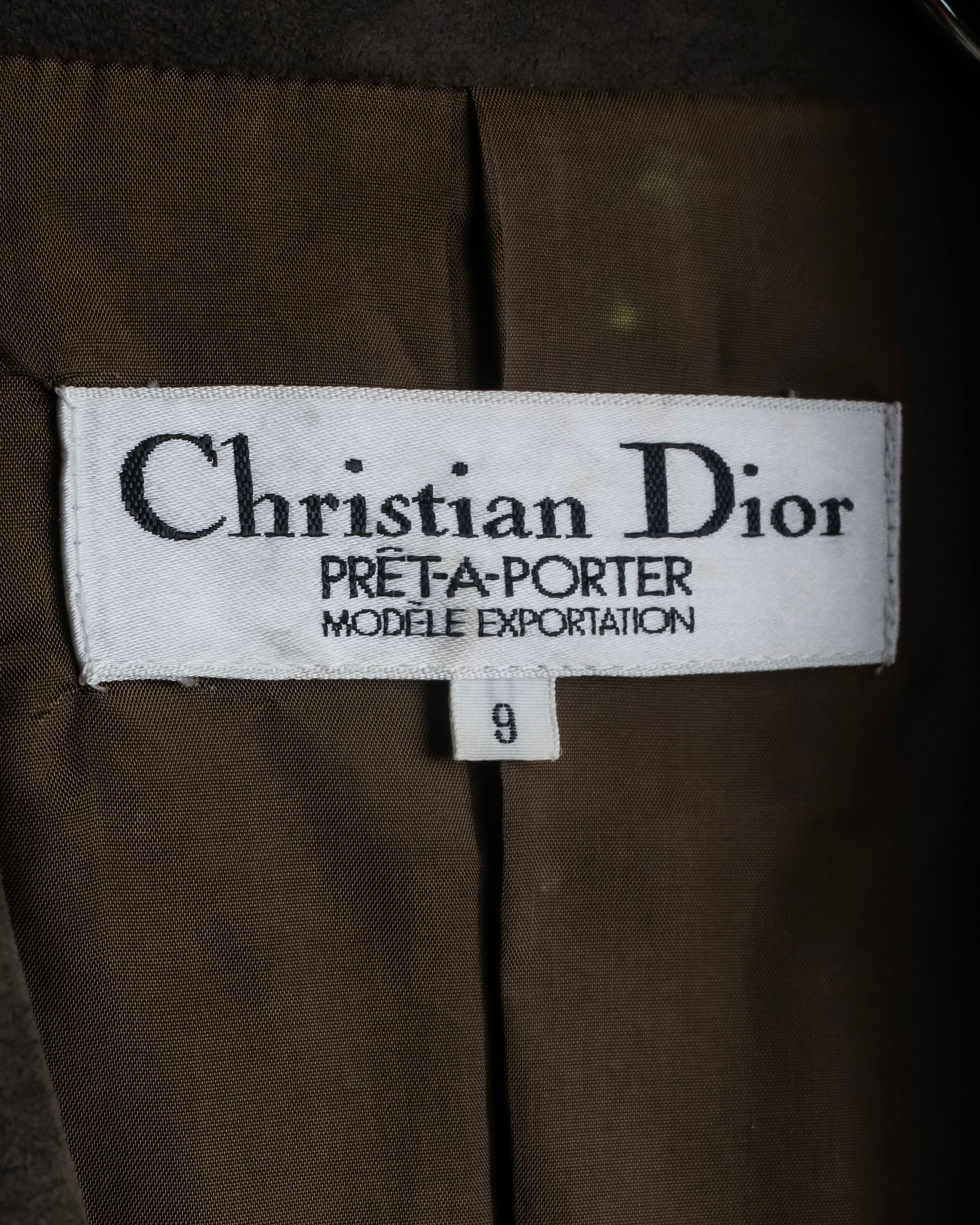 "Christian Dior PRETA-PORTER" CD logo embroidered suede tailored jacket