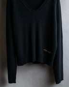"GUCCI" Horsebit design V-neck cashmere knit