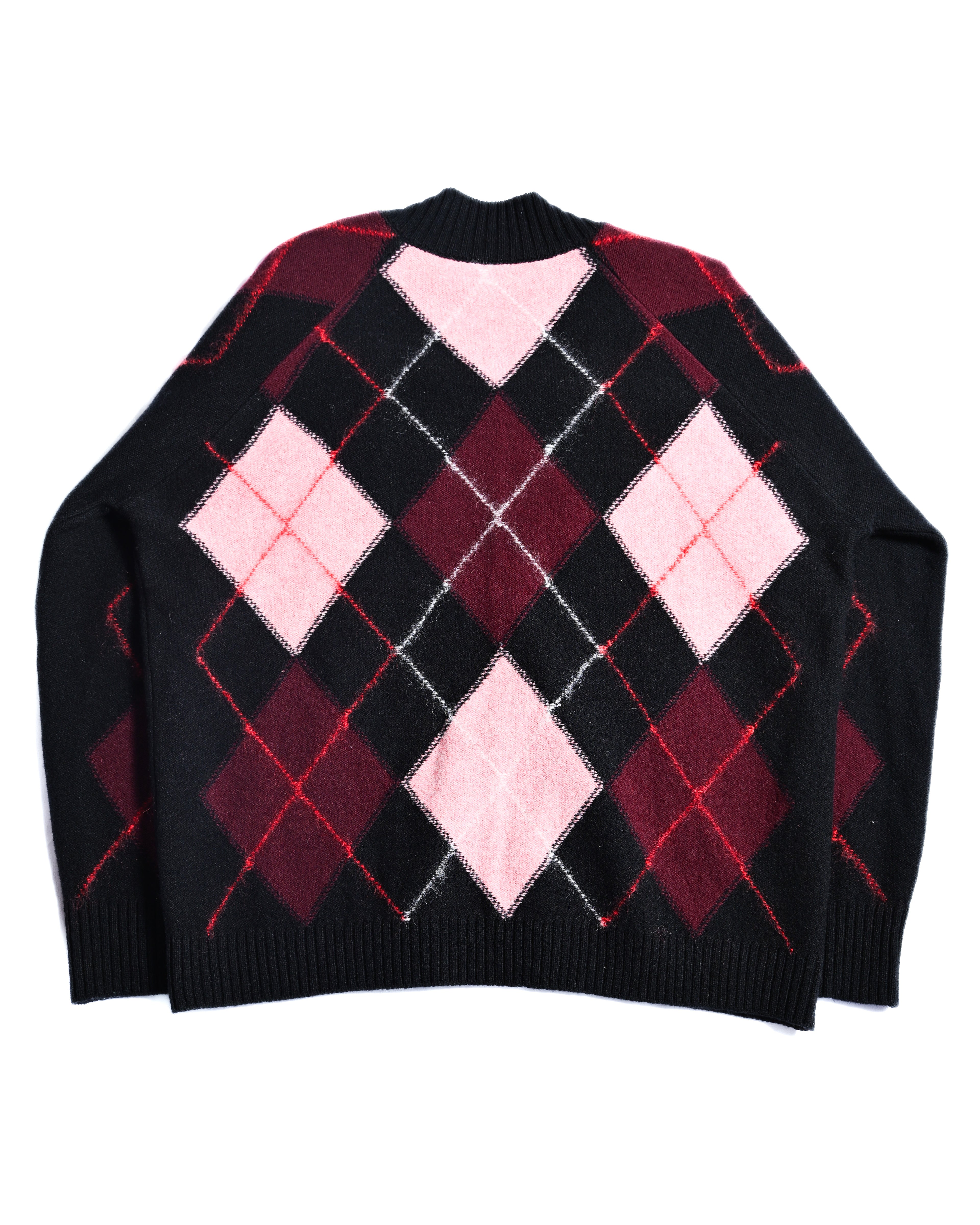 Molly Goddard/ Argyle Lambswool & Mohair Cardigan Black & Pink