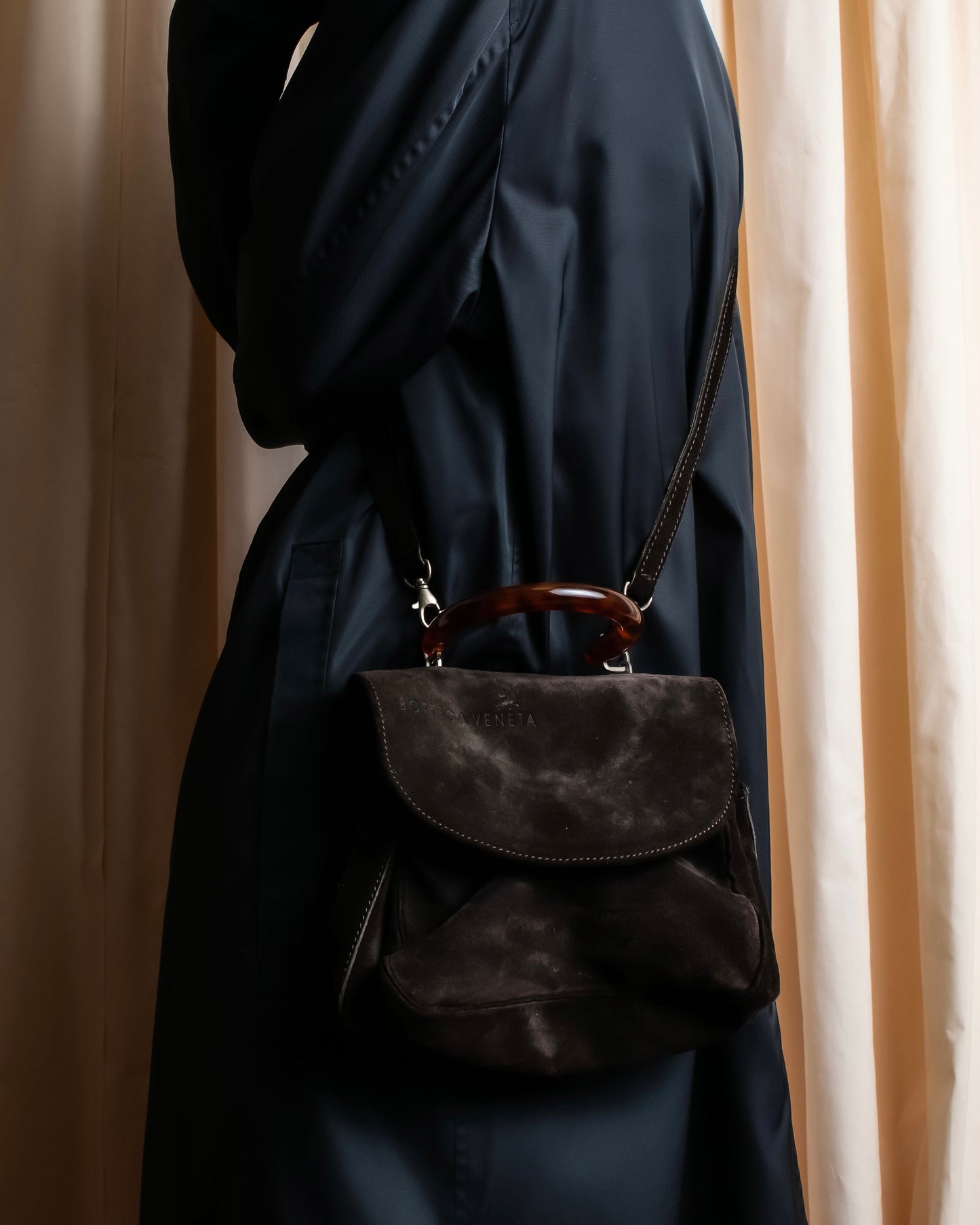 "BOTTEGA VENETA" Suede look tortoiseshell handle 2way bag