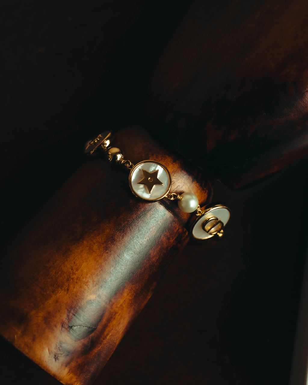 "Christian Dior" 20's Iridescent mother of pearl charm bracelet
