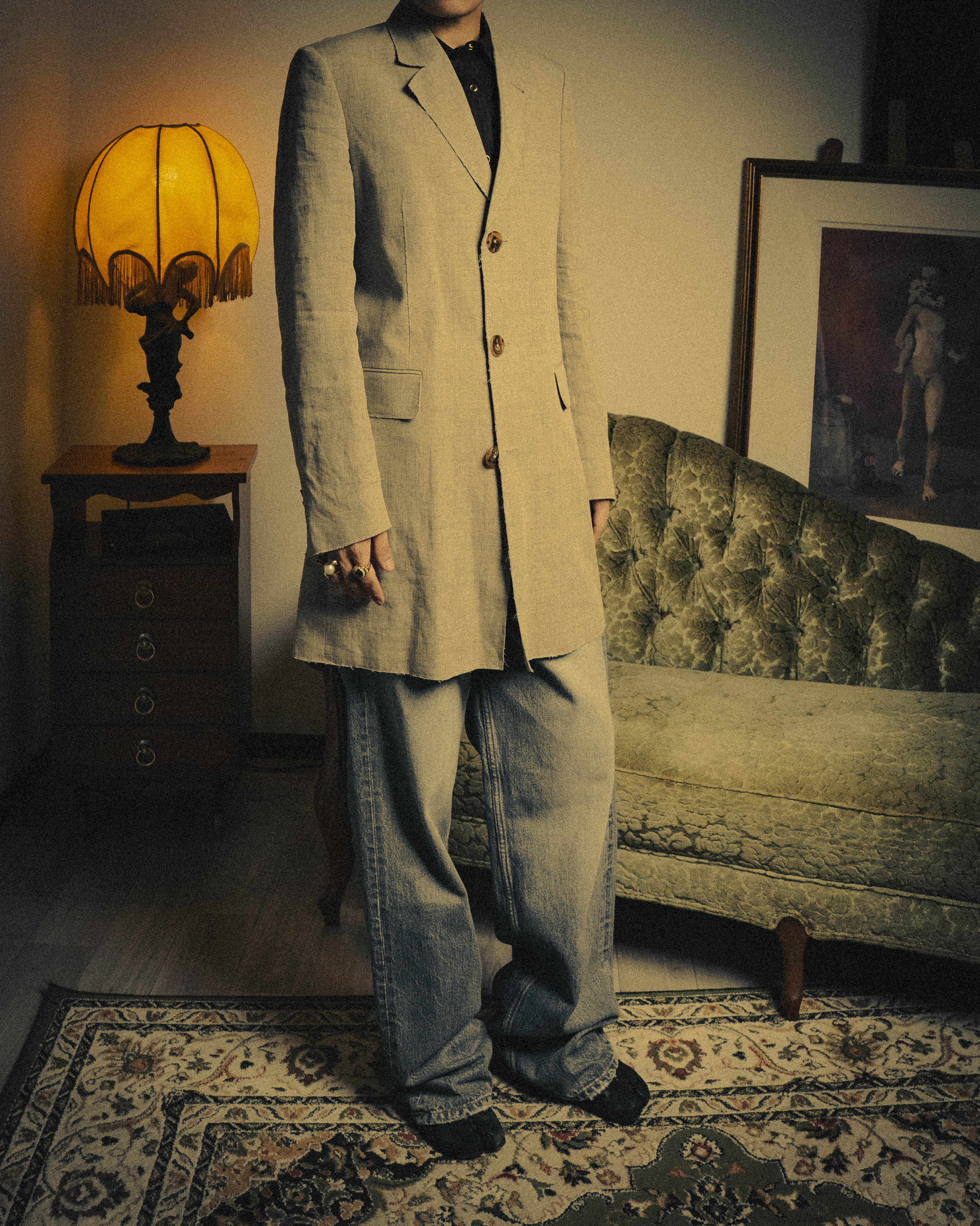 -SPECIAL- “Maison Martin Margiela” 2014SS raw-edge linen tailored jacket