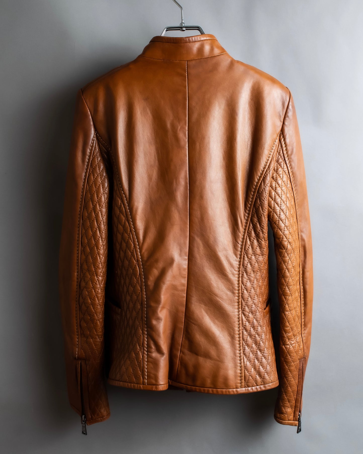 "EMPORIO ARMANI"  Quilted design brown color leather jacket