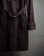 "CELINE" Triomphe button design in plum brown color
 trench coat