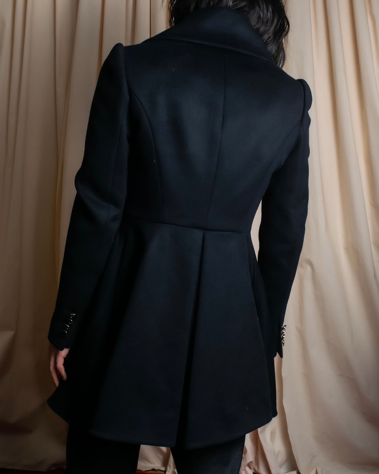 "Alexandar McQueen" Sarah Burton period large lapel double-breasted oversized mid length coat