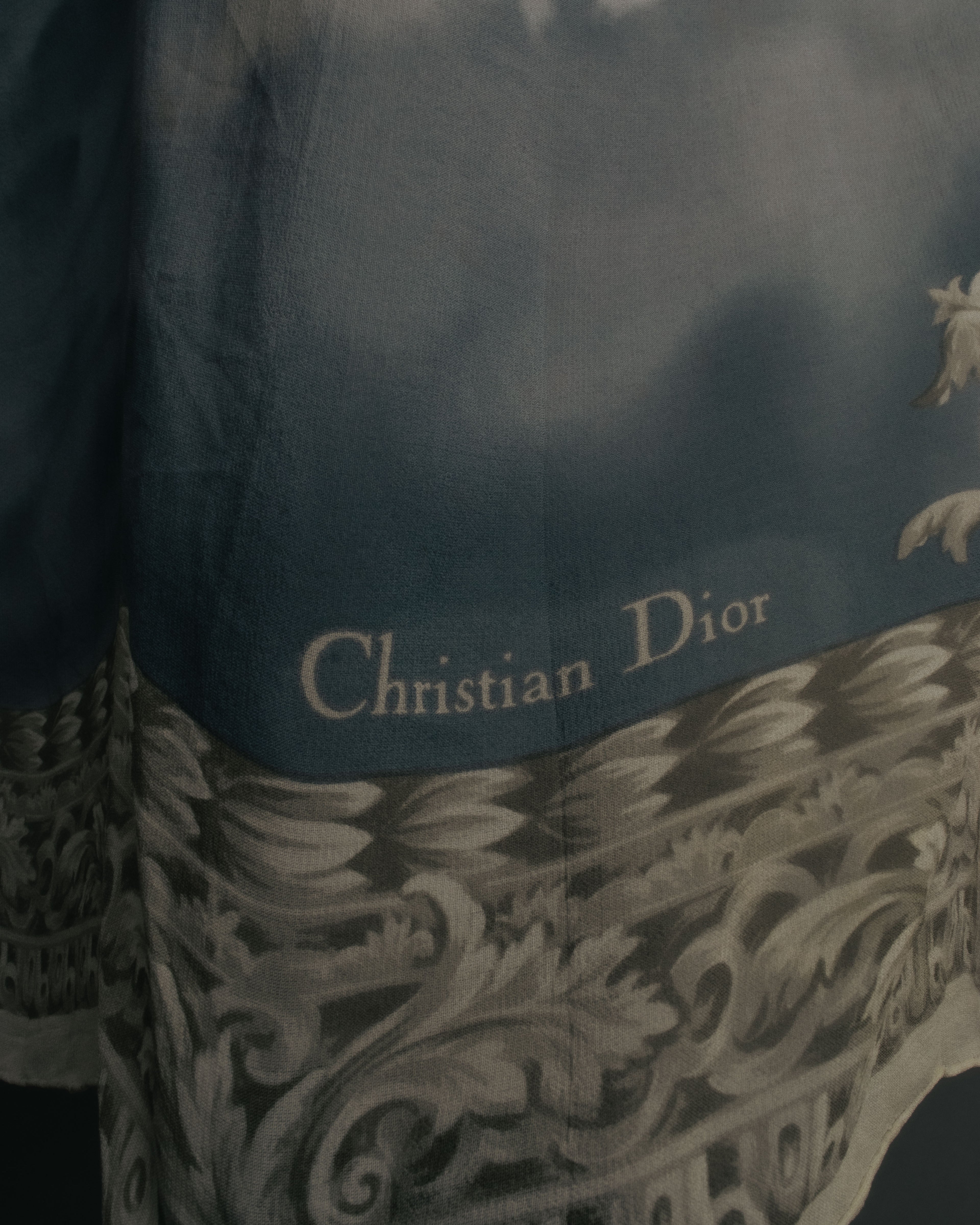 “Christian Dior” 90’s-00’s Sky motif silk scarf