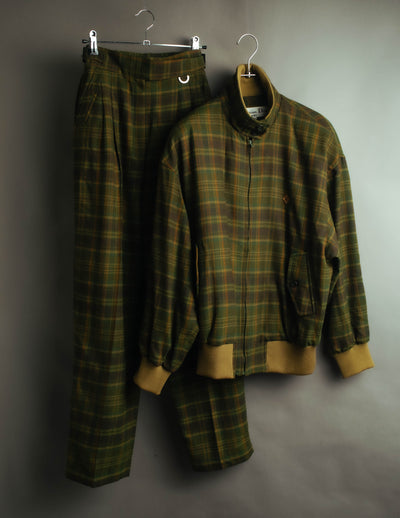 "Christian Dior" 80's-90's Wool plaid blouson and trousers set