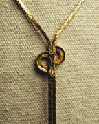 "Christian Dior" 80's-90's Gold tone rhinestone cd lariat necklace