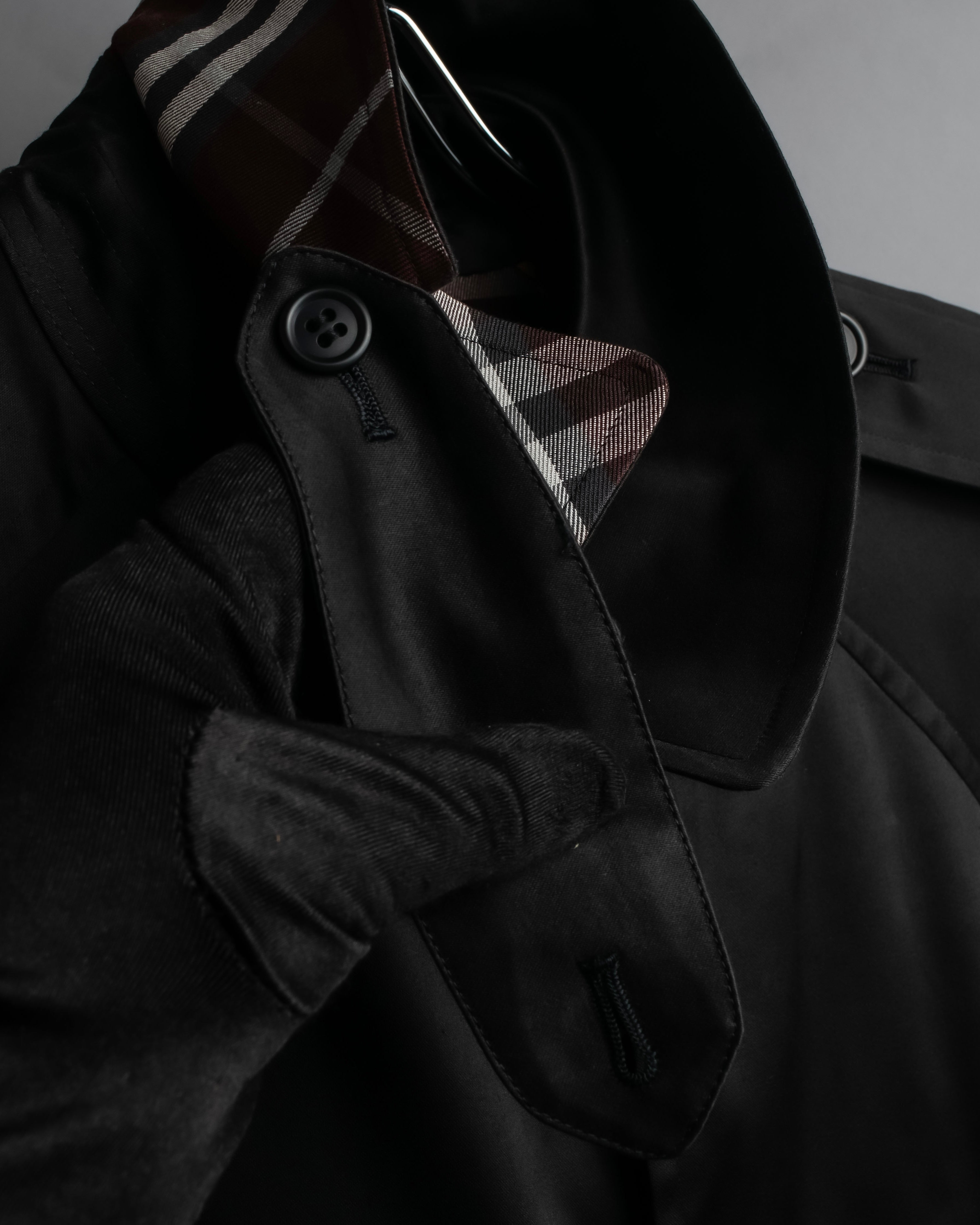 "BURBERRYS" Traditional detail double-breasted stand color trench coat