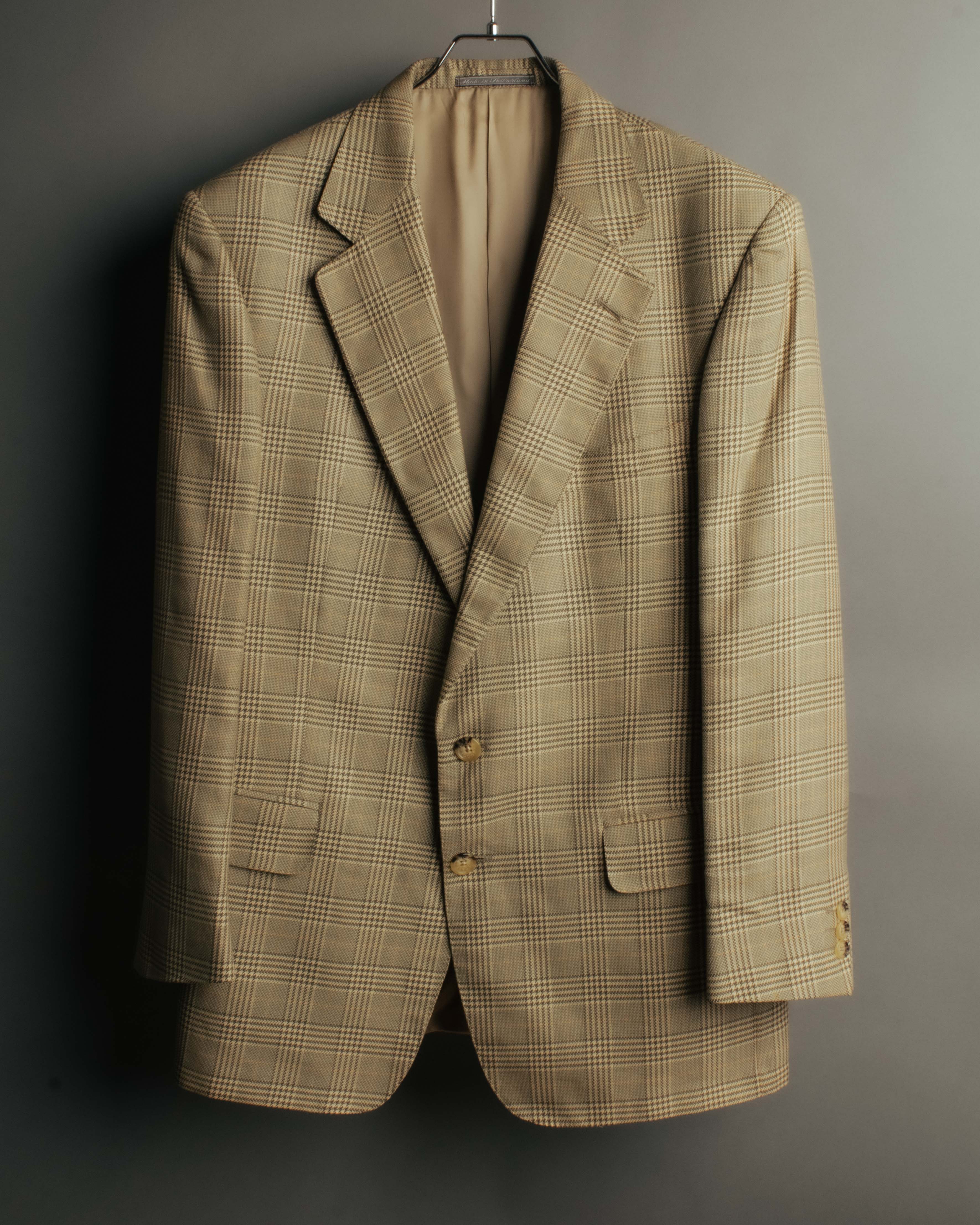 "GUCCI" 90's-00's Vintage houndstooth and glen check structured cotton jacket