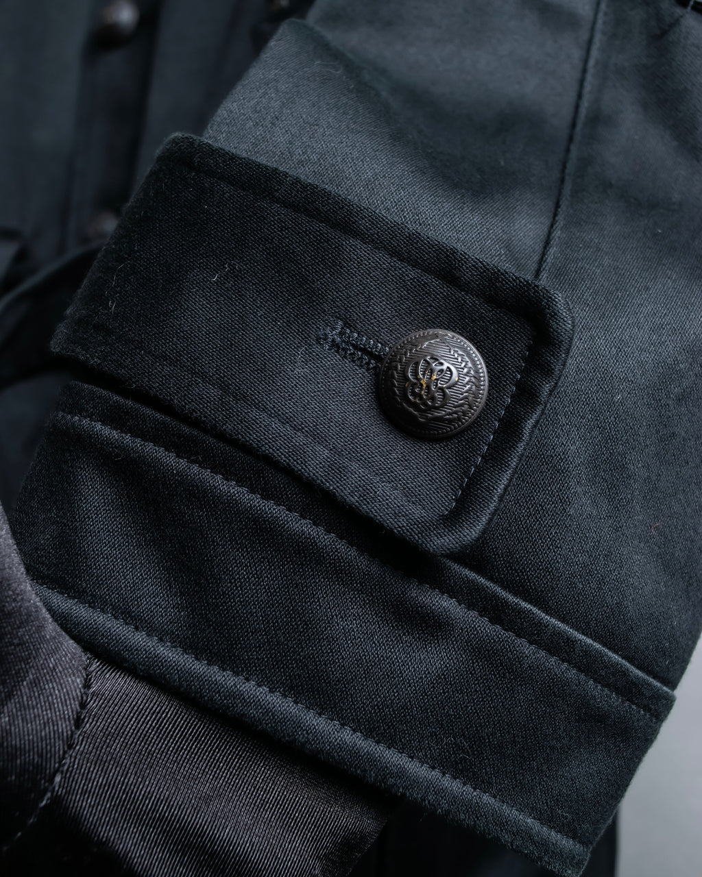 "BALENCIAGA" Glossy cotton military detail belted coat