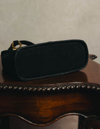 "Salvatore Ferragamo" 90's Black suede top handle handbag