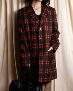 "HUGO BOSS" Plaid brushed wool tailored coat