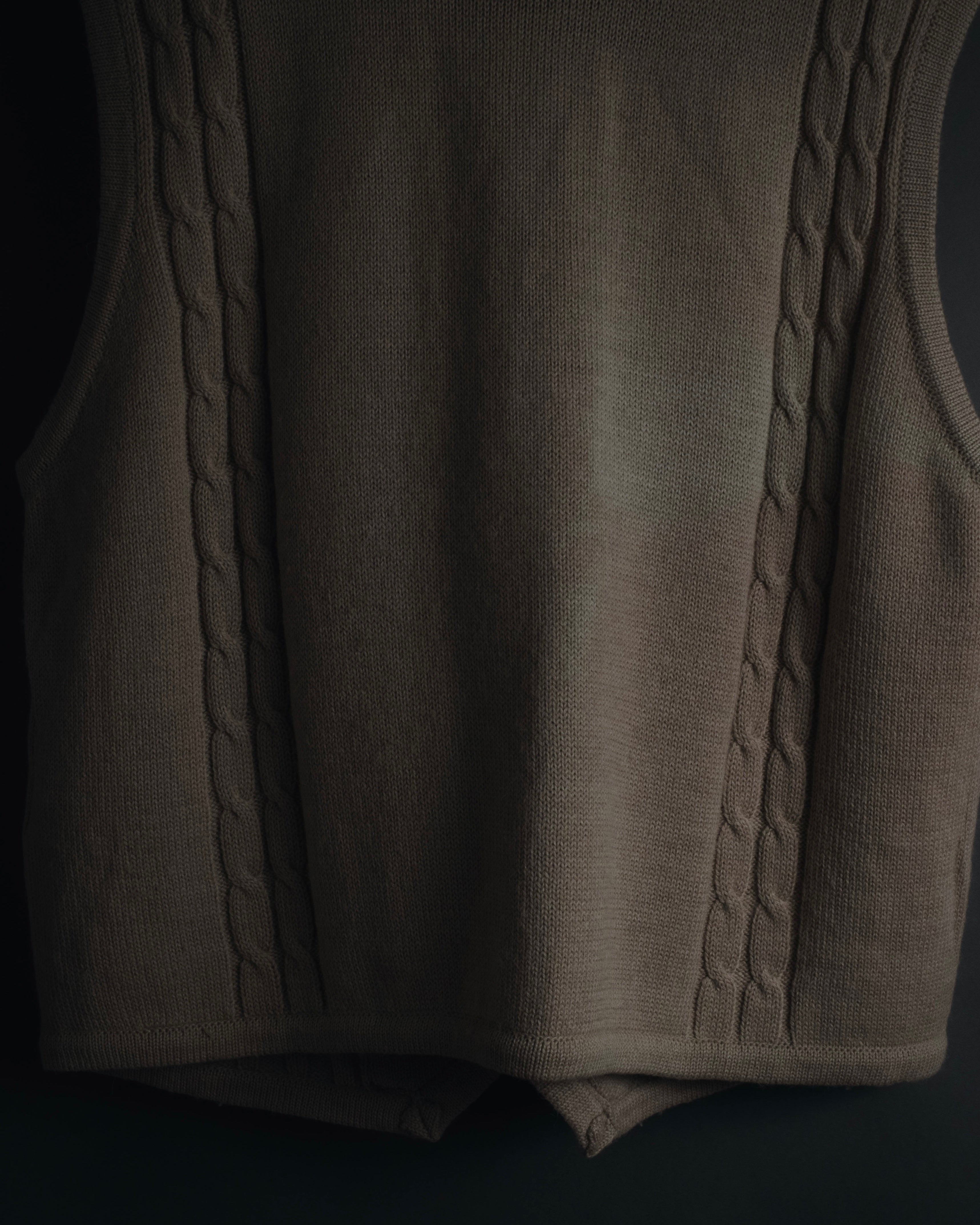 "Christian Dior" 90’s cable knit＆suede panel vest