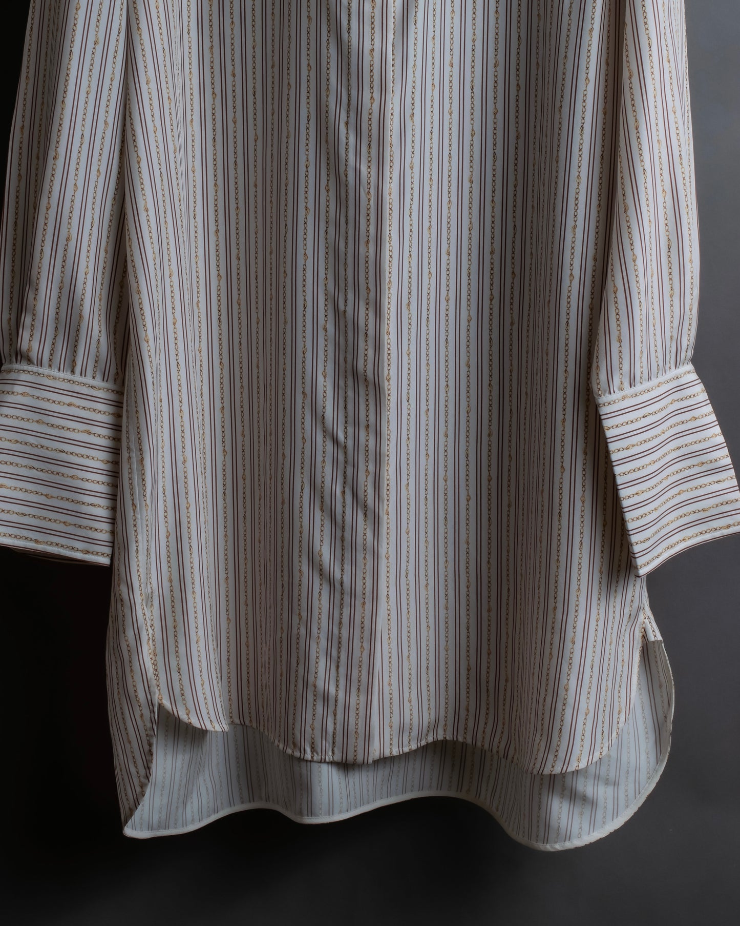 "Chloe" Chain＆stripe pattern relaxed shirt