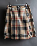 "BURBERRY" Nova check pattern box pleats mid length skirt