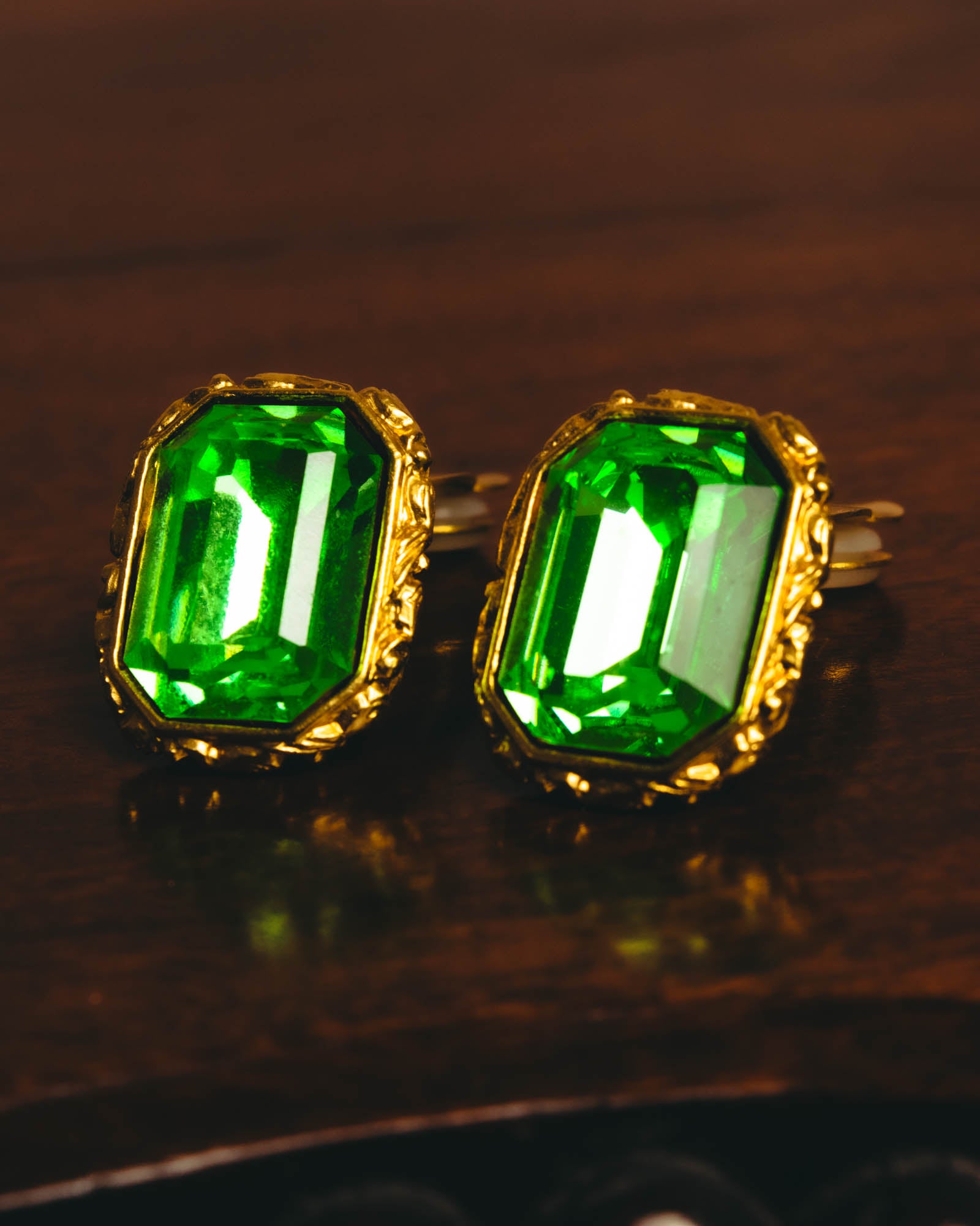 "Yves Saint Laurent" 80's-90's Emerald green clip-on earrings