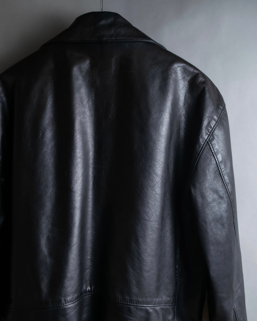 "MOSCHINO" Box silhouette leather double rider jacket