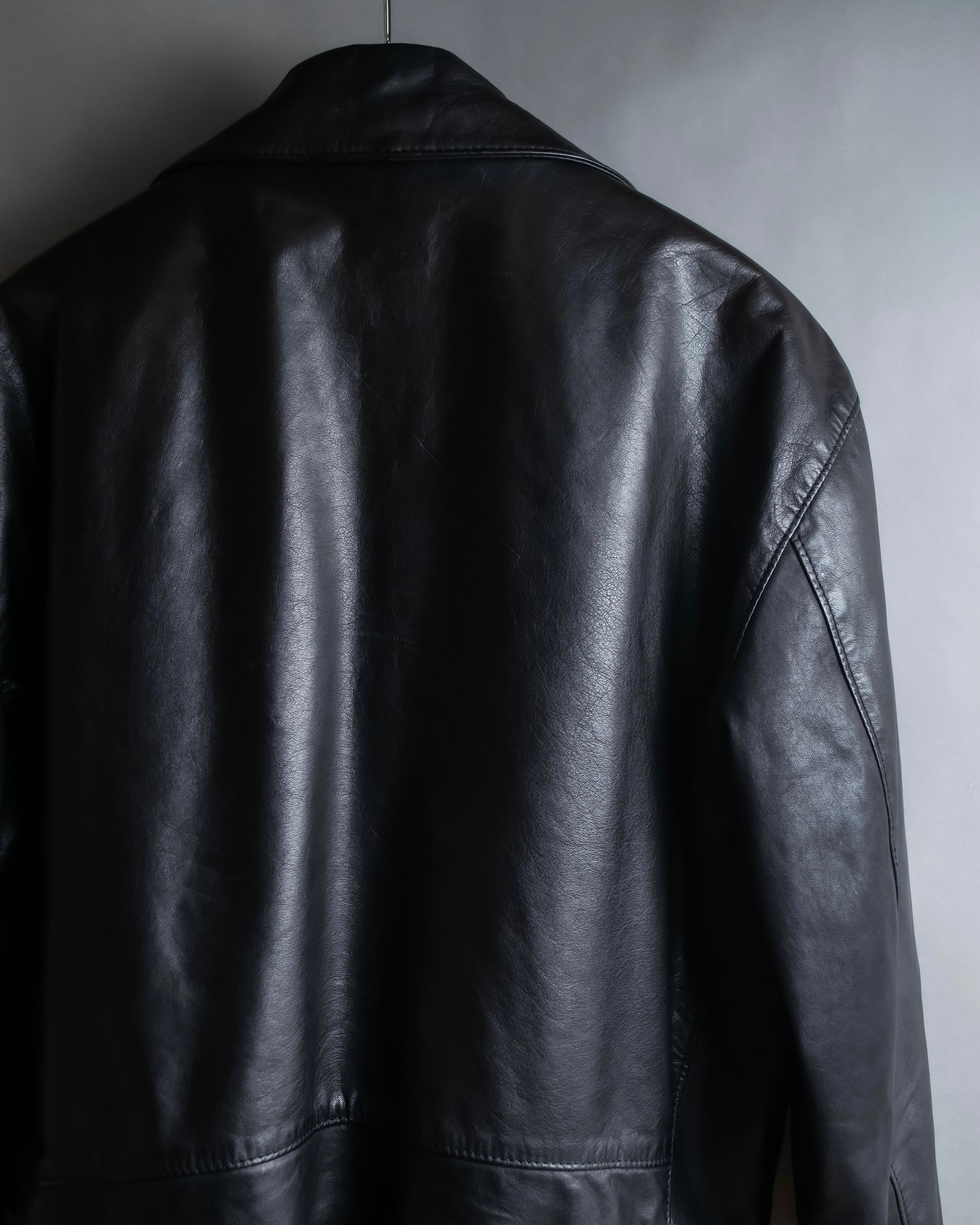 "MOSCHINO" Box silhouette leather double rider jacket