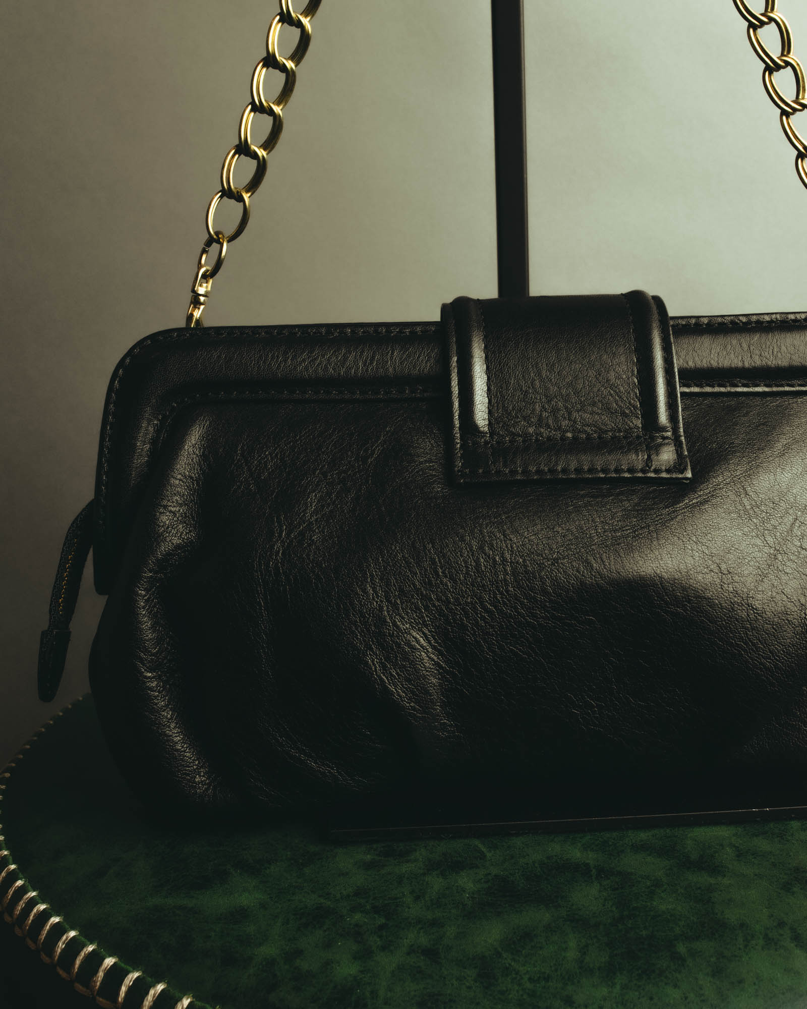 “SAN HIDEAKI MIHARA” 2000’s-2010’s black leather chain shoulder bag