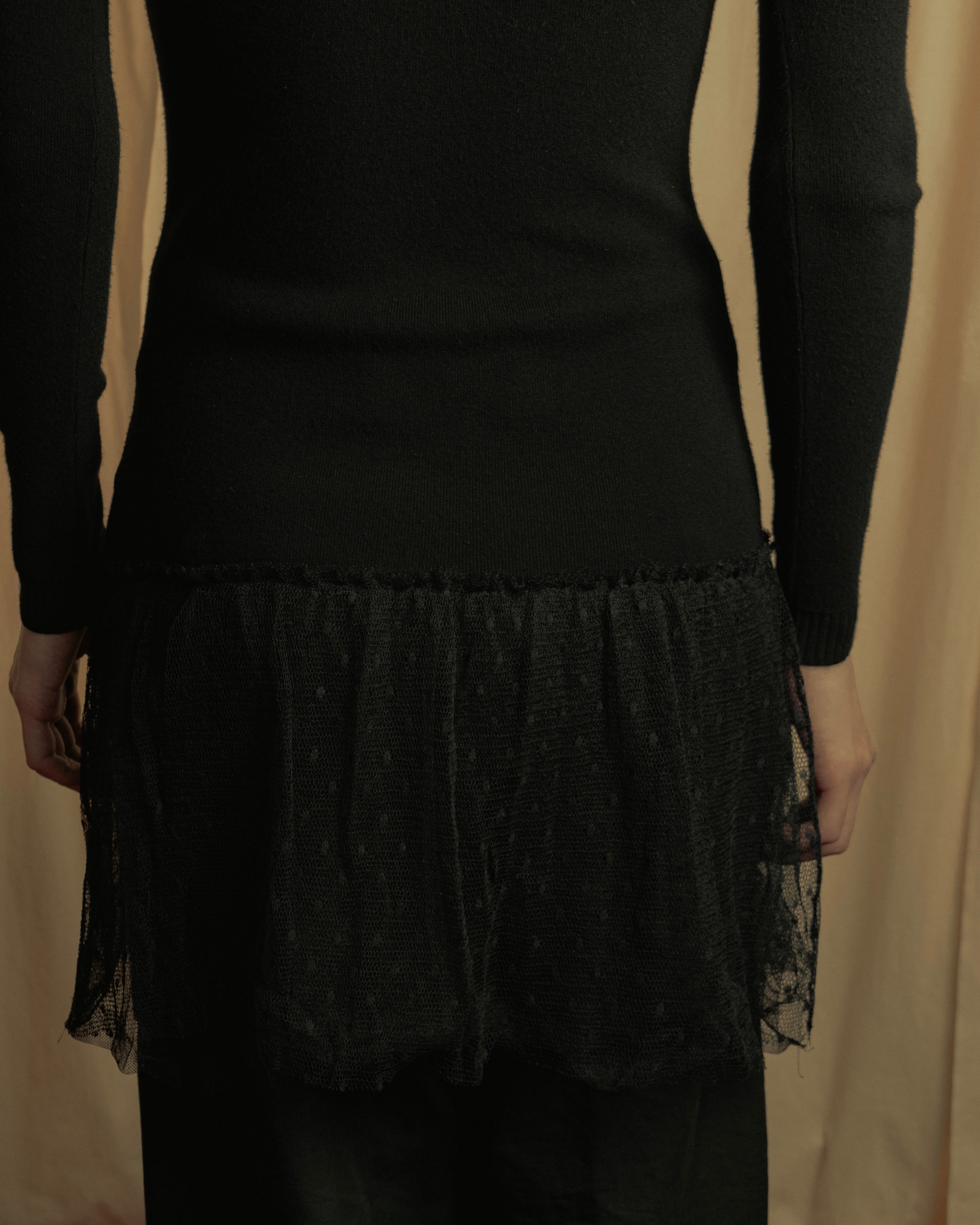 "RED VALENTINO" Lace bib knit tunic dress