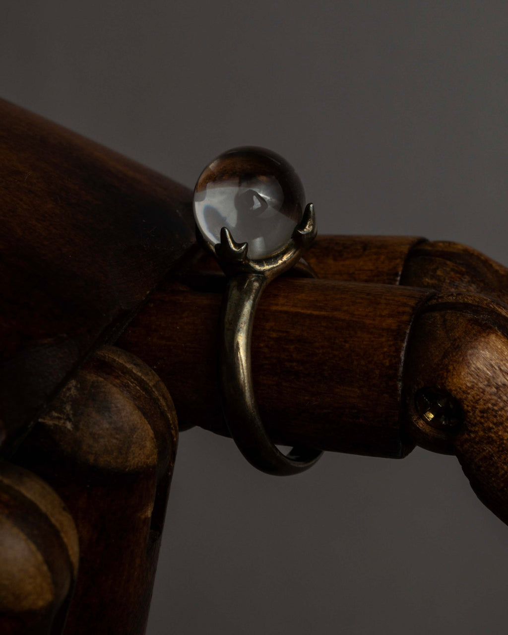 "KENZO" Transparent spherical top design silver 925 ring