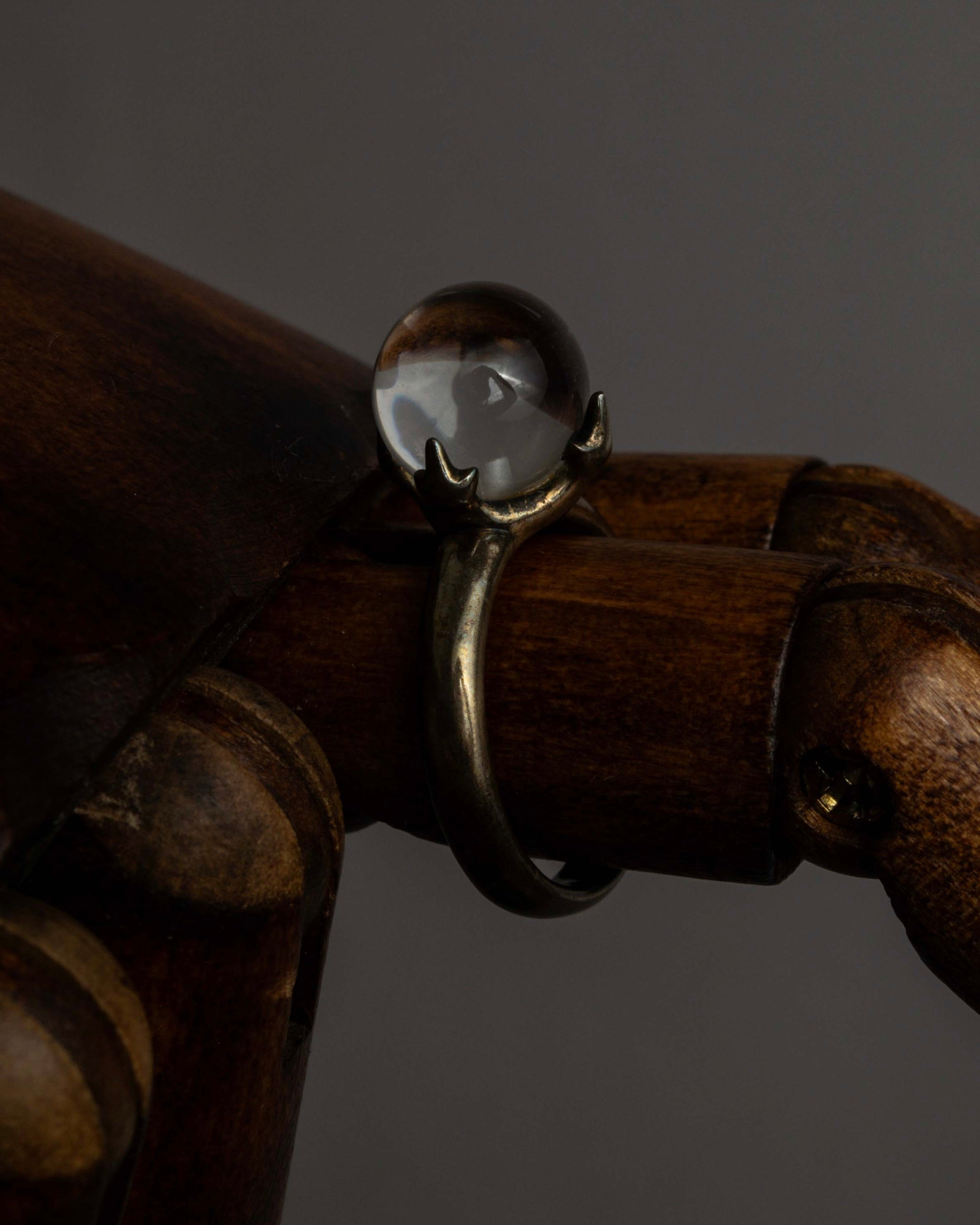 "KENZO" Transparent spherical top design silver 925 ring