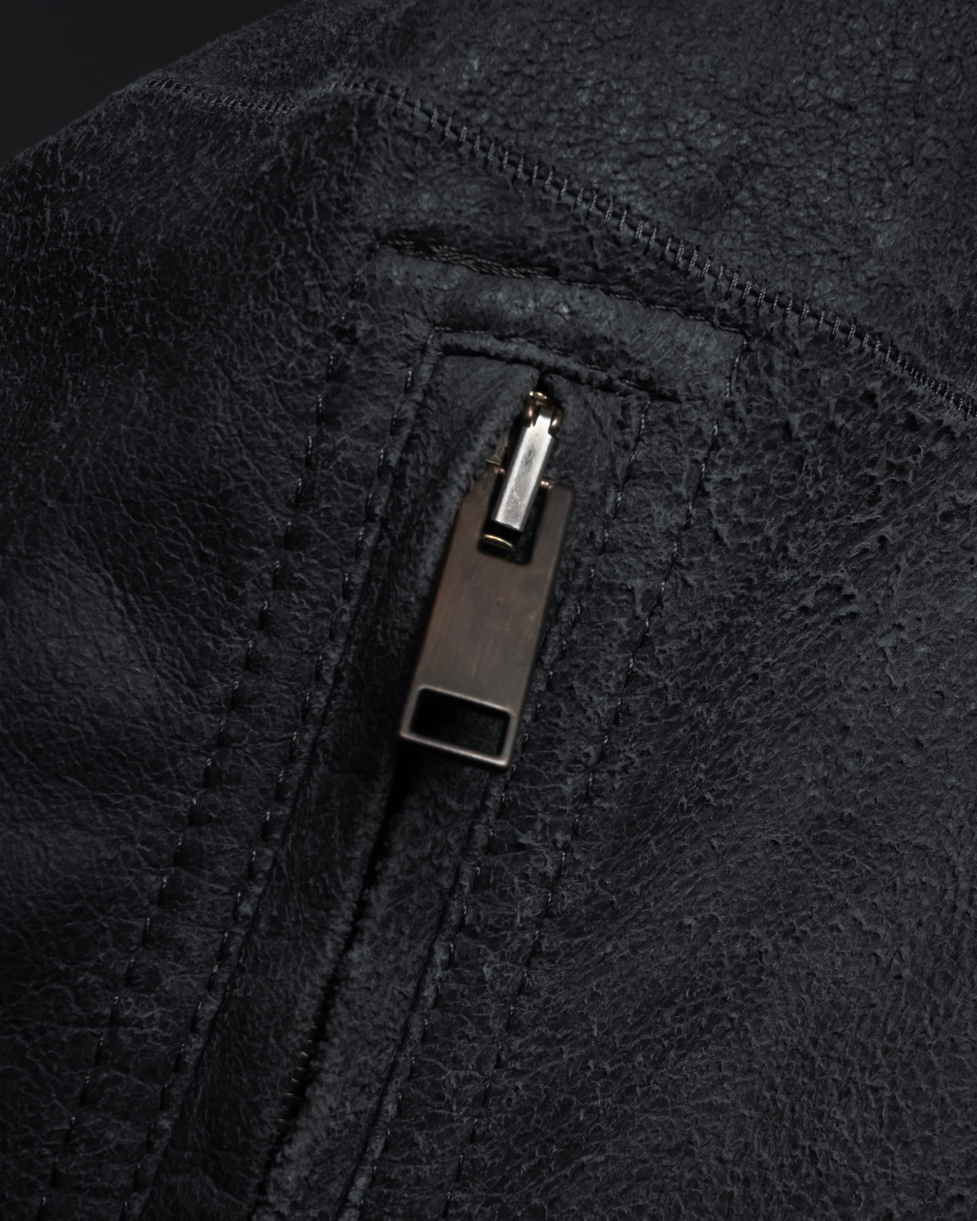 -SPECIAL- "Rick Owens" 13AW Ribbed leather zip-up jacket