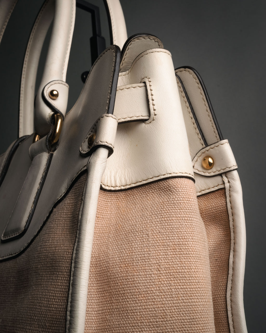 “Salvatore Ferragamo” 2010’s canvas and leather gancini tote bag