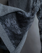 "VALENTINO" Floral lace cable knit docking design pullover