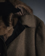 "PRADA" 90’s-00’s embellished fur-collar stretch tech coat