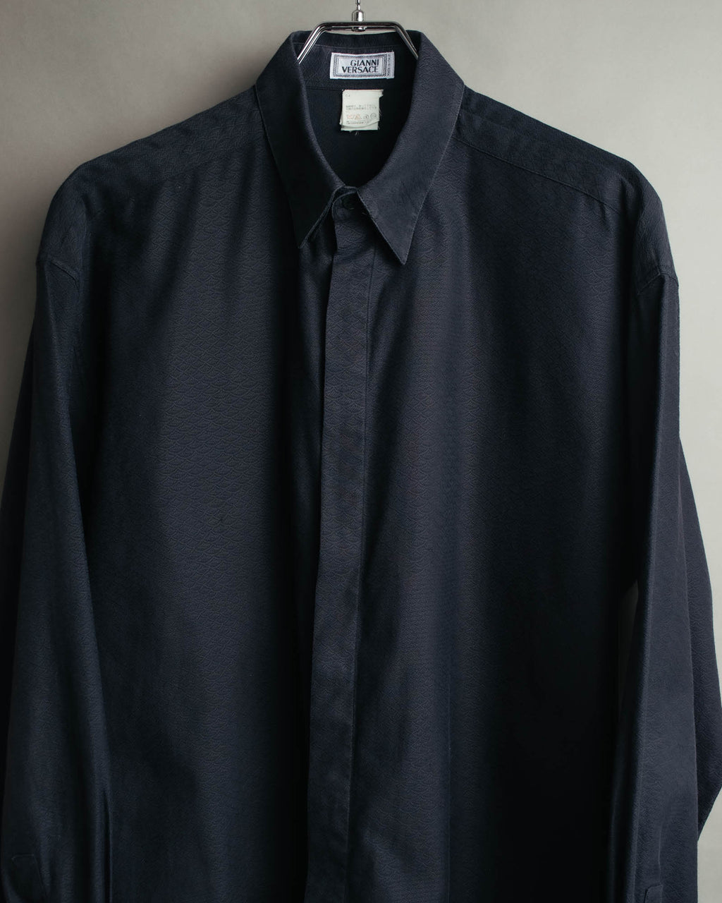 "GIANNI VERSACE" 80's-90's Dark jacquard long sleeve shirt