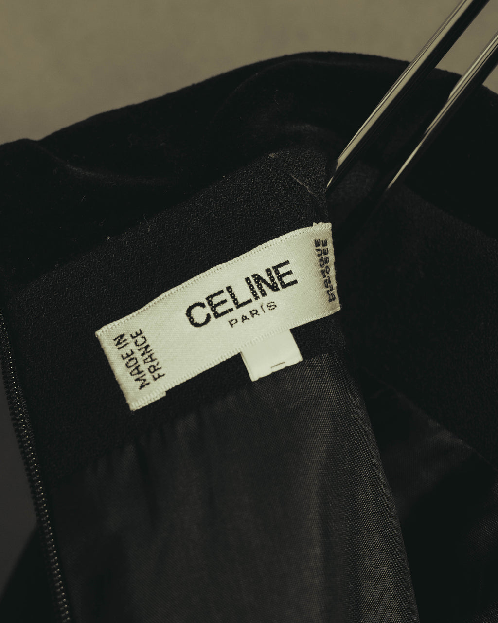 "CELINE" 80's Velvet collar maxi coat dress