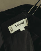 "CELINE" 80's Velvet collar maxi coat dress