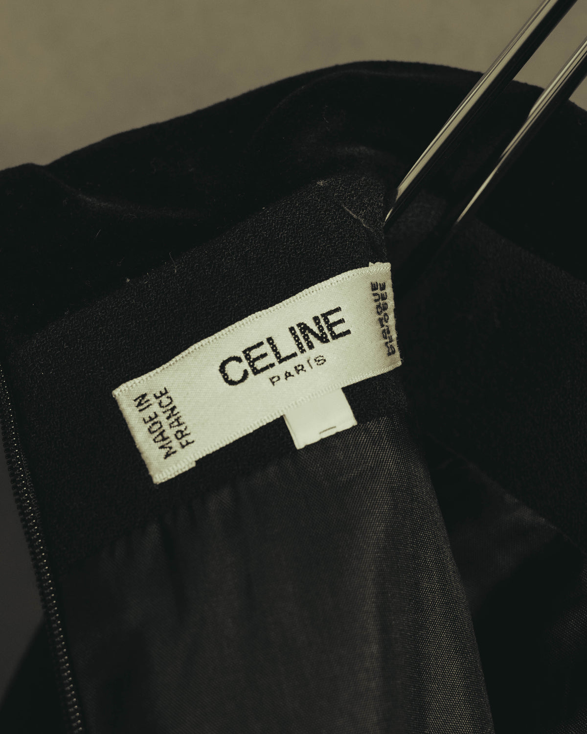 "CELINE" 80's Velvet collar maxi coat dress
