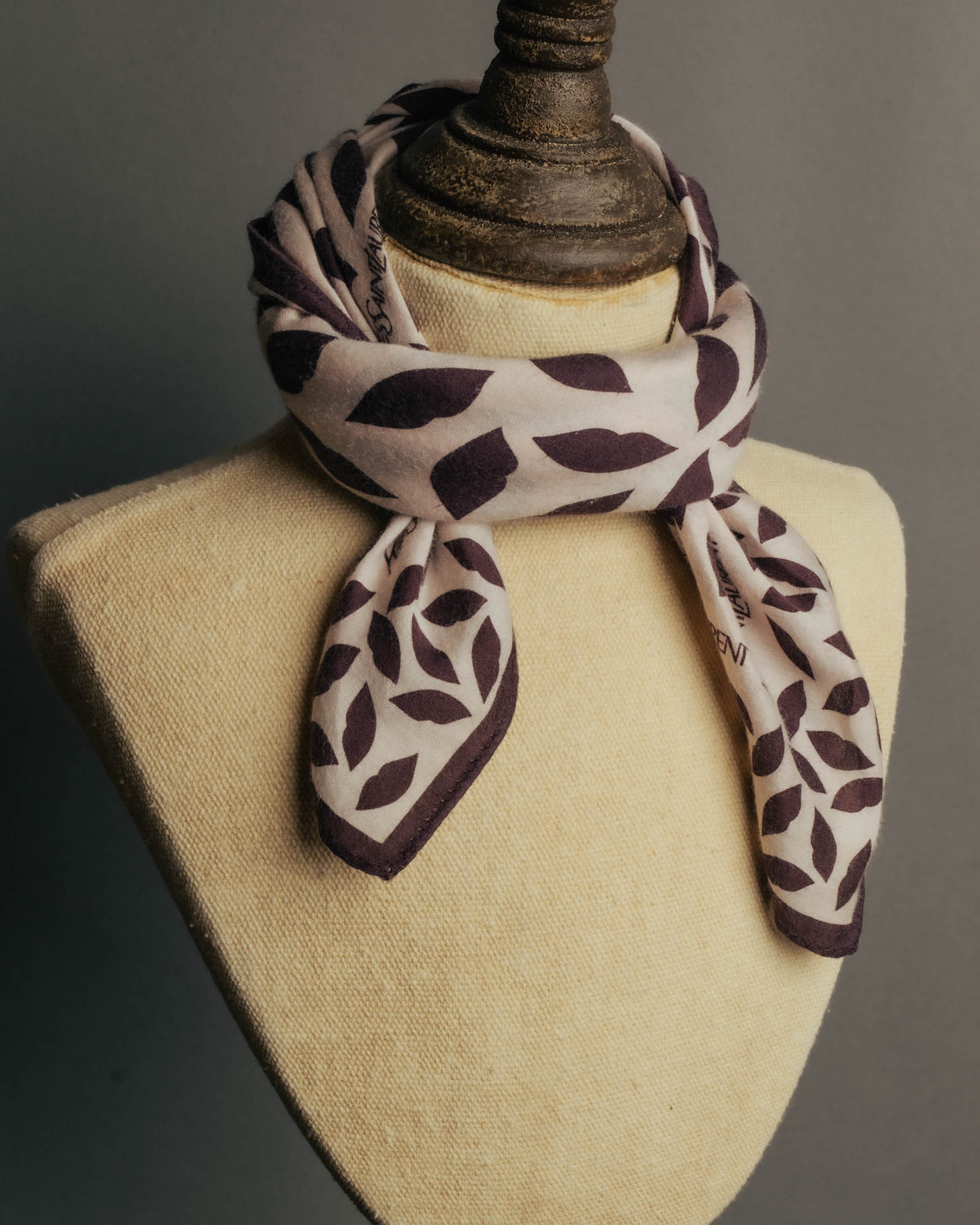 “Yves Saint Laurent” 80’s-90’s Leaf motif logo mini scarf